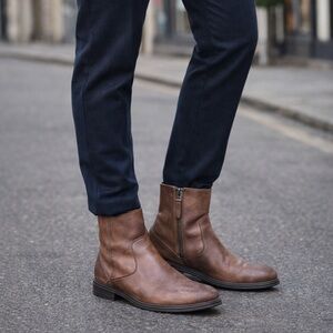 TED BAKER Size 7 Tan Antique Leather Side Zipper Boots